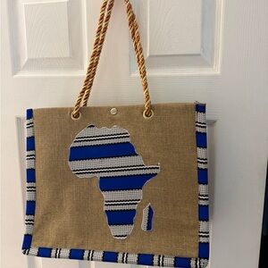 Utopia Africa Designs Blue and Tan Tote